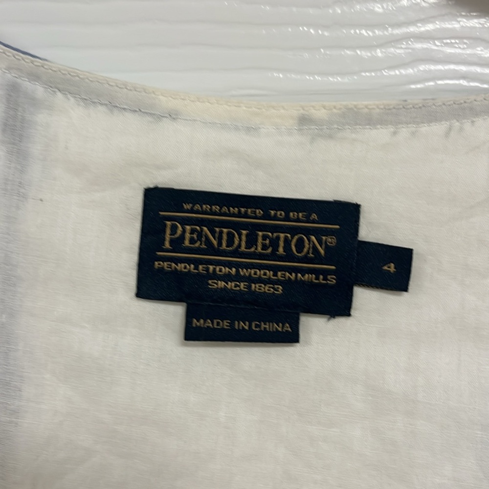 Pendleton white and blue patterned sleeveless a-l… - image 3